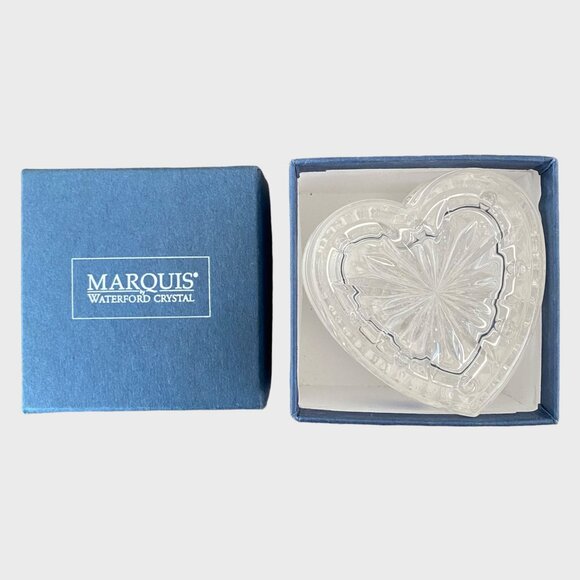 Marquis Waterford Crystal Covered Heart Box 3'' Jewelry Trinkets New Opened Box - Picture 2 of 14